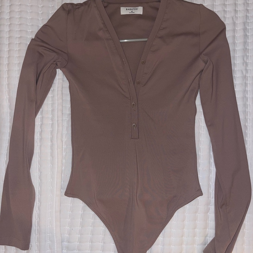 Babaton Brown Long Sleeve Bodysuit